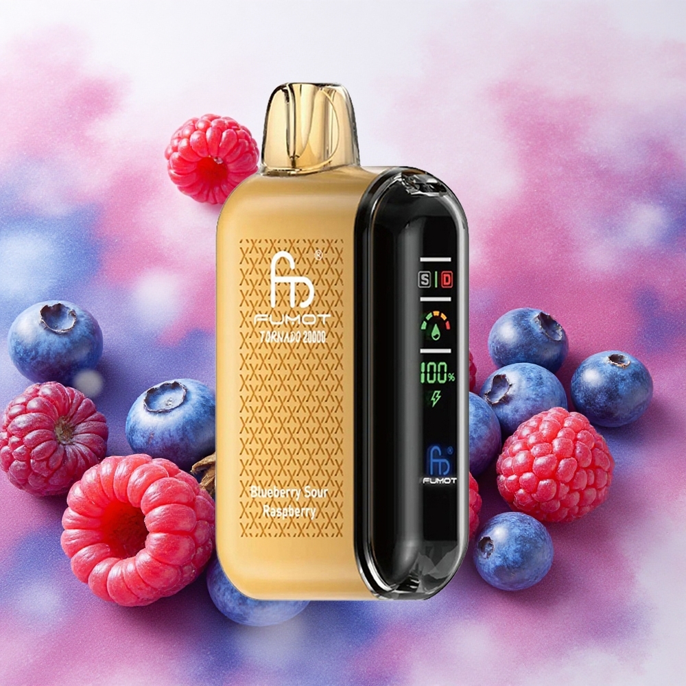 Fumot Tornado 20000 Puffs Vape Descável Mirtilo Azedo Framboesa 20ml Bateria Recarregável atacado brasileiro