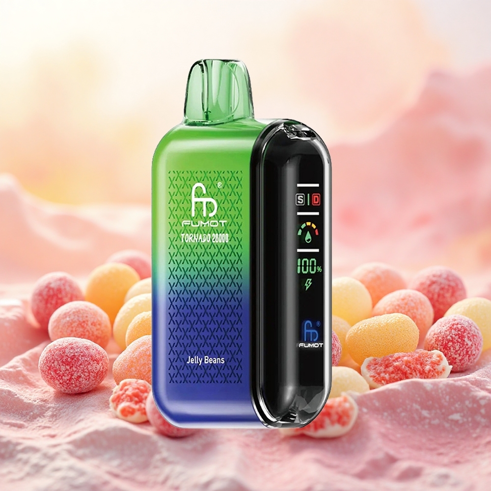 Fumot Tornado 20000 Puffs Vape Jelly Beans Bobina de Malha Dupla 20ml 850mAh Tela Inteligente Controle de Fluxo de Ar 2 Nic atacado brasileiro