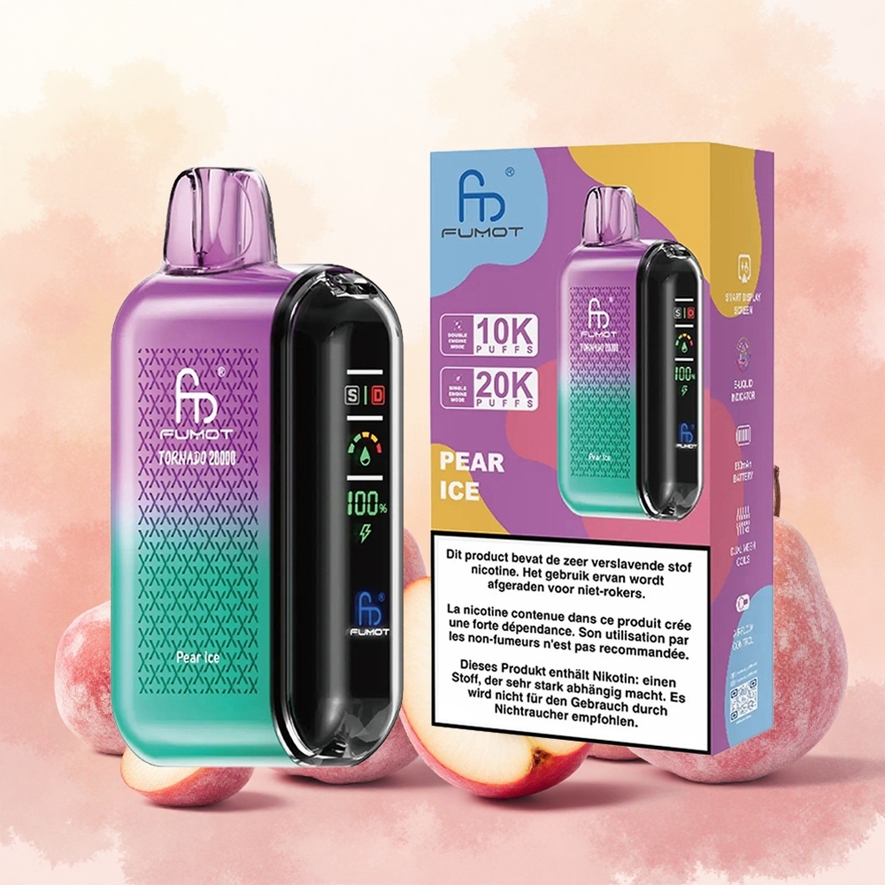 Fumot Tornado 20000 Puffs Vapeador Descartável Pera Gelo atacado brasileiro