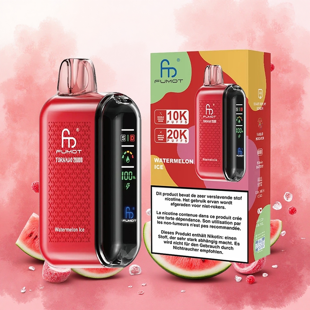 Fumot Tornado 20000 Puffs Vaporizador Descartável Melancia Gelo atacado brasileiro