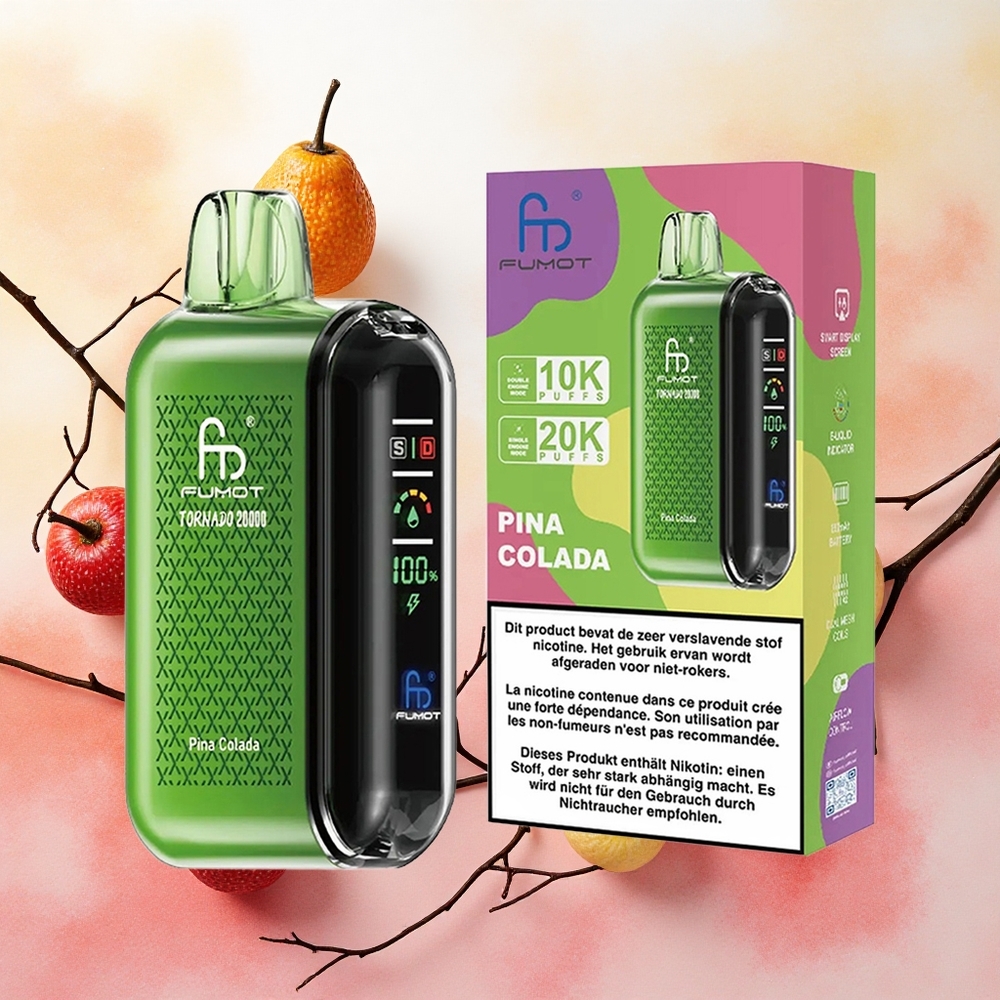 Fumot Tornado 20000 Puffs Vaporizador Descartável Pina Colada com Bateria Recarregável 850mAh e atacado brasileiro