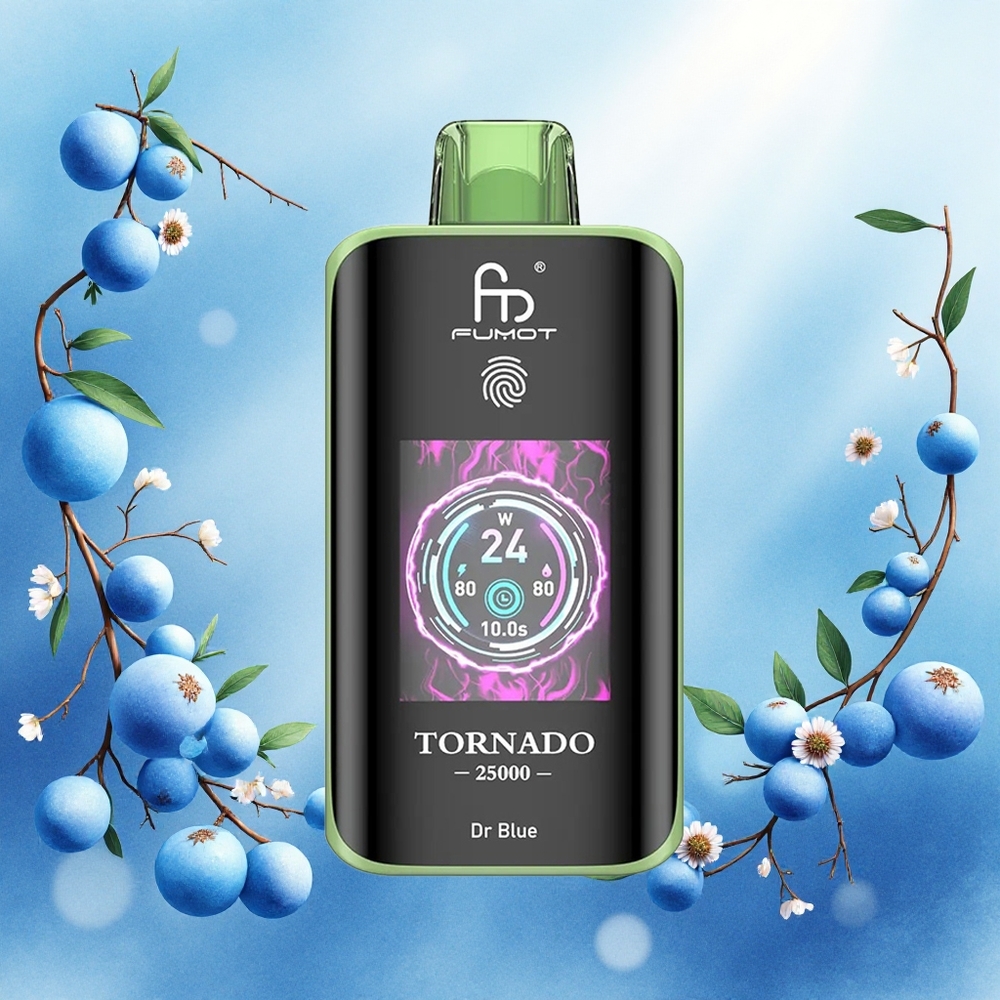 Fumot Tornado 25000 Puffs Dr Azul Vape Descartável com Tela HD Bateria 700mAh Recarregável 20ml E-líquido atacado brasileiro