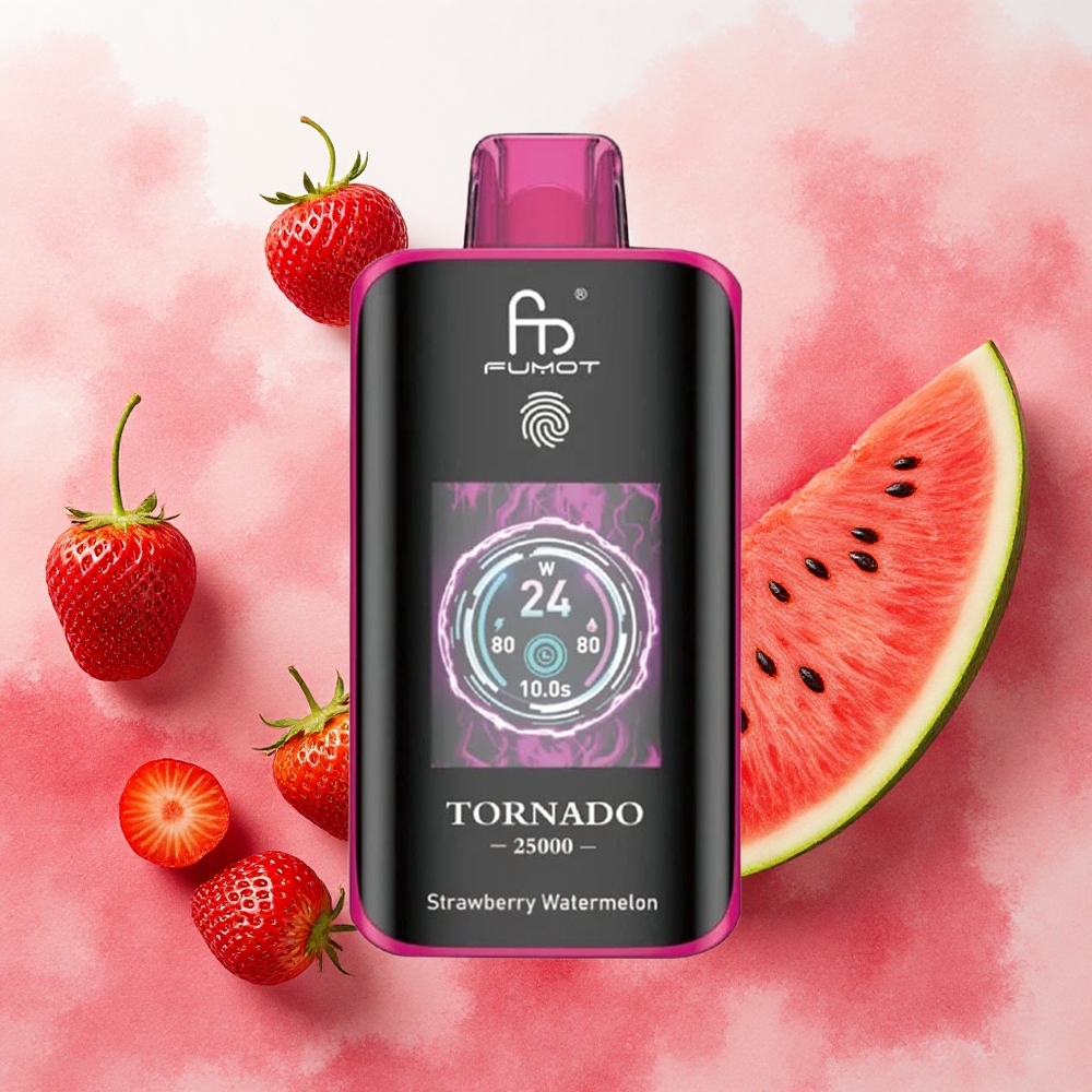 Fumot Tornado 25000 Puffs Recarregável 700mAh Morango Melancia atacado brasileiro