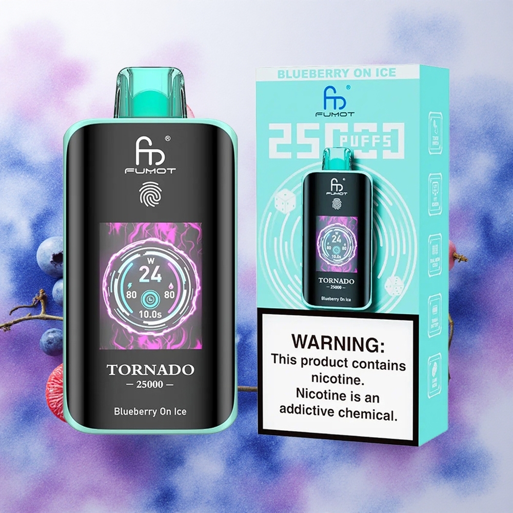 Fumot Tornado 25000 Puffs Rechargeável 700mAh Atacado Brasileiro Mirtilo Gelado