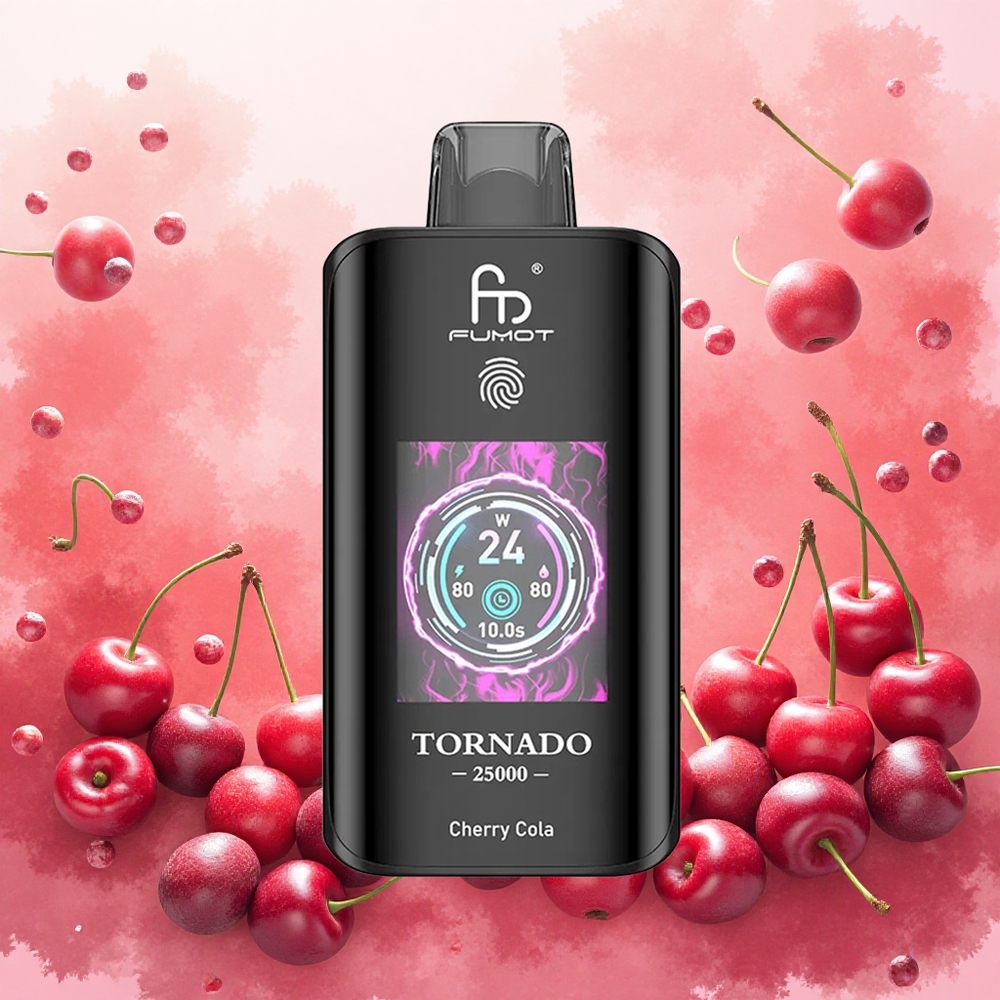 Fumot Tornado 25000 Puffs Vape Descarga Cereja-Cola HD Screen 700mAh 20ml 0/2/3/5 atacado brasileiro