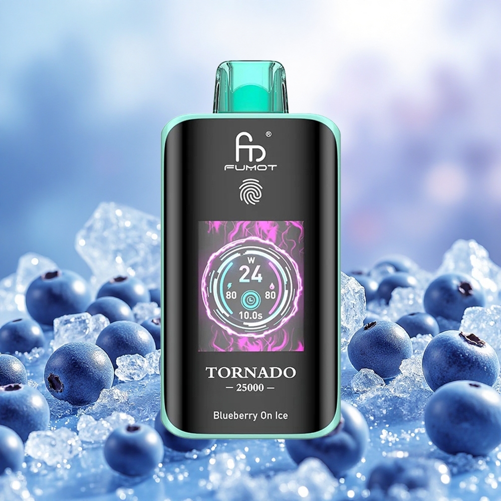 Fumot Tornado 25000 Puffs Vape Descarte Azulberry No Gelo com Tela HD 0/2/3/5 Nicotina atacado brasileiro