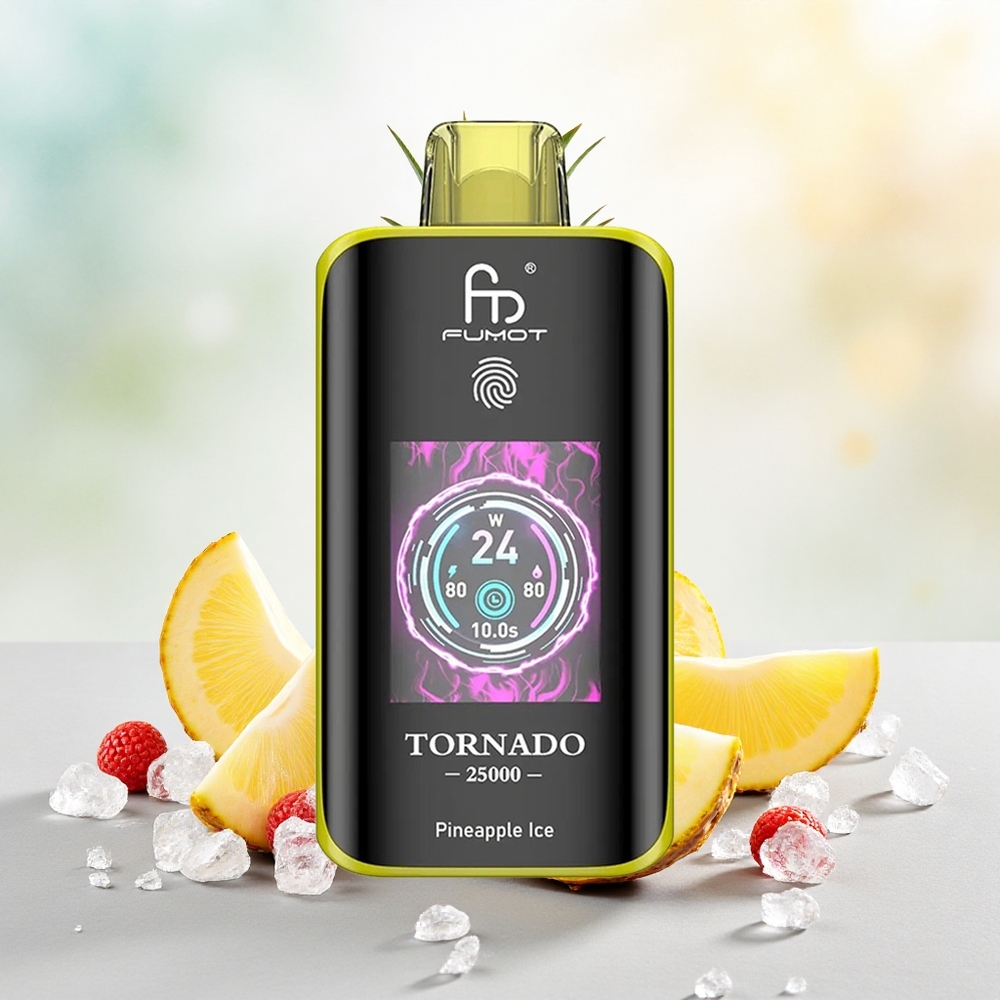 Fumot Tornado 25000 Puffs Vape Descarteável Abacaxi Gelo Atacado Brasileiro HD Screen 700mAh 20ml