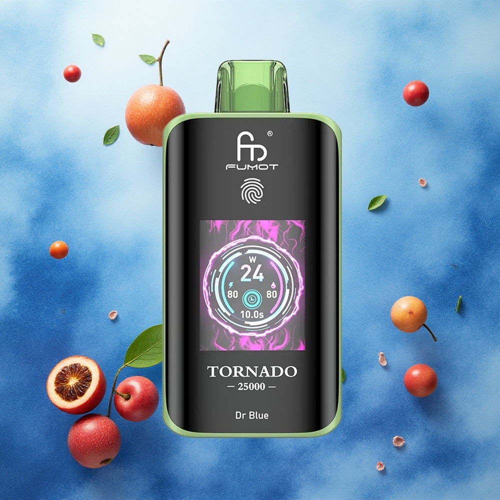 Fumot Tornado 25000 Puffs Vape Descartável Dr Blue com Bateria Recarregável 700mAh e Tela HD - Atacado Brasileiro