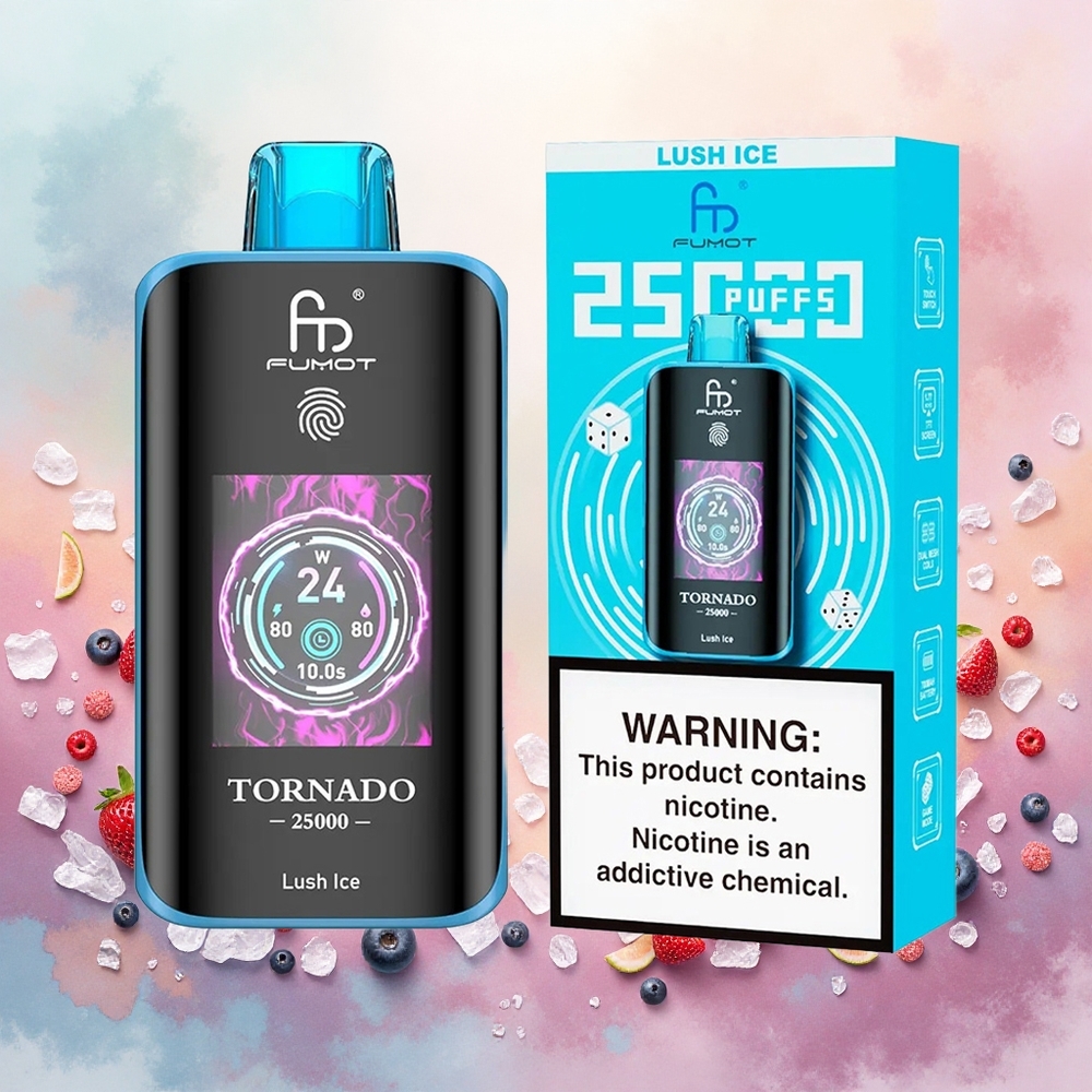 Fumot Tornado 25000 Puffs Vape Descartável Gelo Luxuoso atacado brasileiro HD Screen 700mAh 20ml