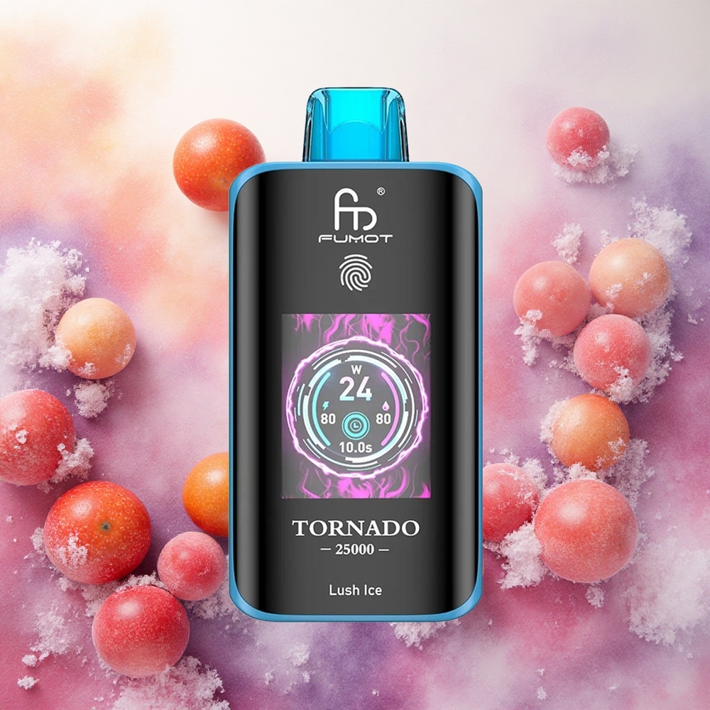 Fumot Tornado 25000 Puffs Vape Descartável Gelo Refrescante com Bateria Recarregável 700mAh e Tela HD atacado brasileiro
