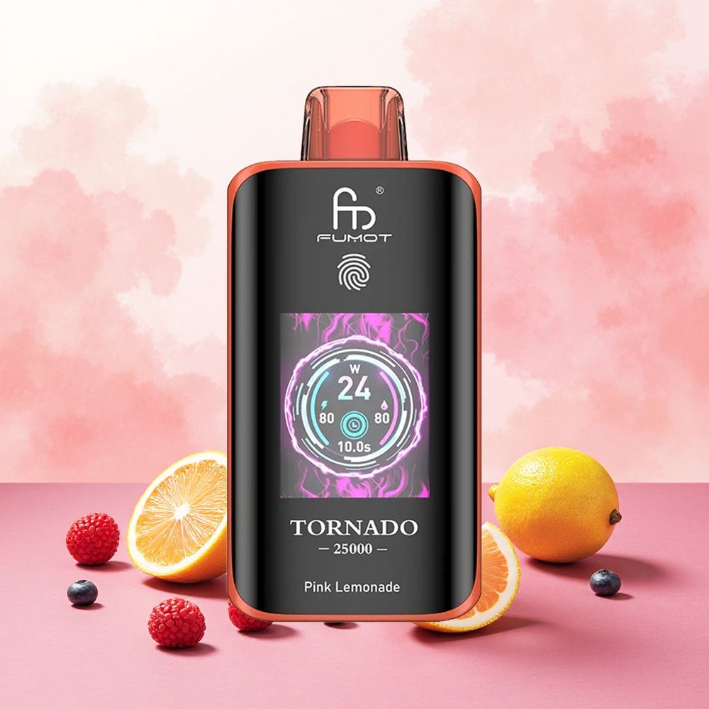 Fumot Tornado 25000 Puffs Vape Descartável Limonada Rosa atacado brasileiro Tela HD 700mAh 20ml
