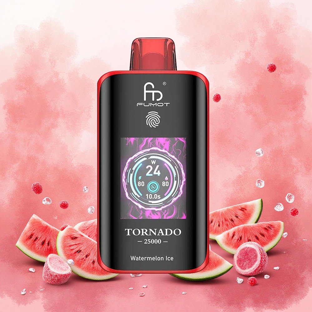 Fumot Tornado 25000 Puffs Vape Descartável Melancia Gelo atacado brasileiro HD Screen 700mAh 20ml