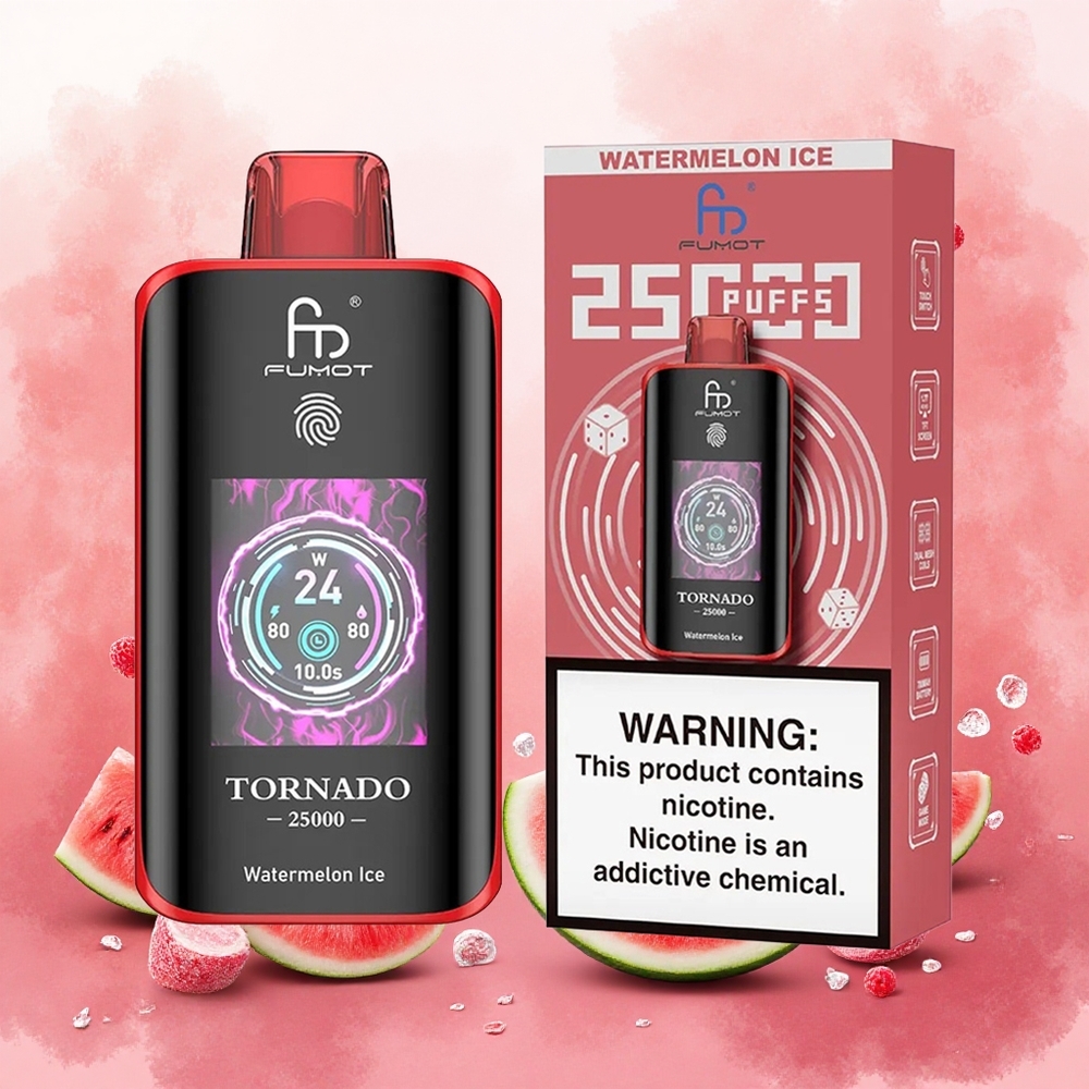 Fumot Tornado 25000 Puffs Vape Descartável Melancia Gelo atacado brasileiro HD Screen 700mAh 20ml