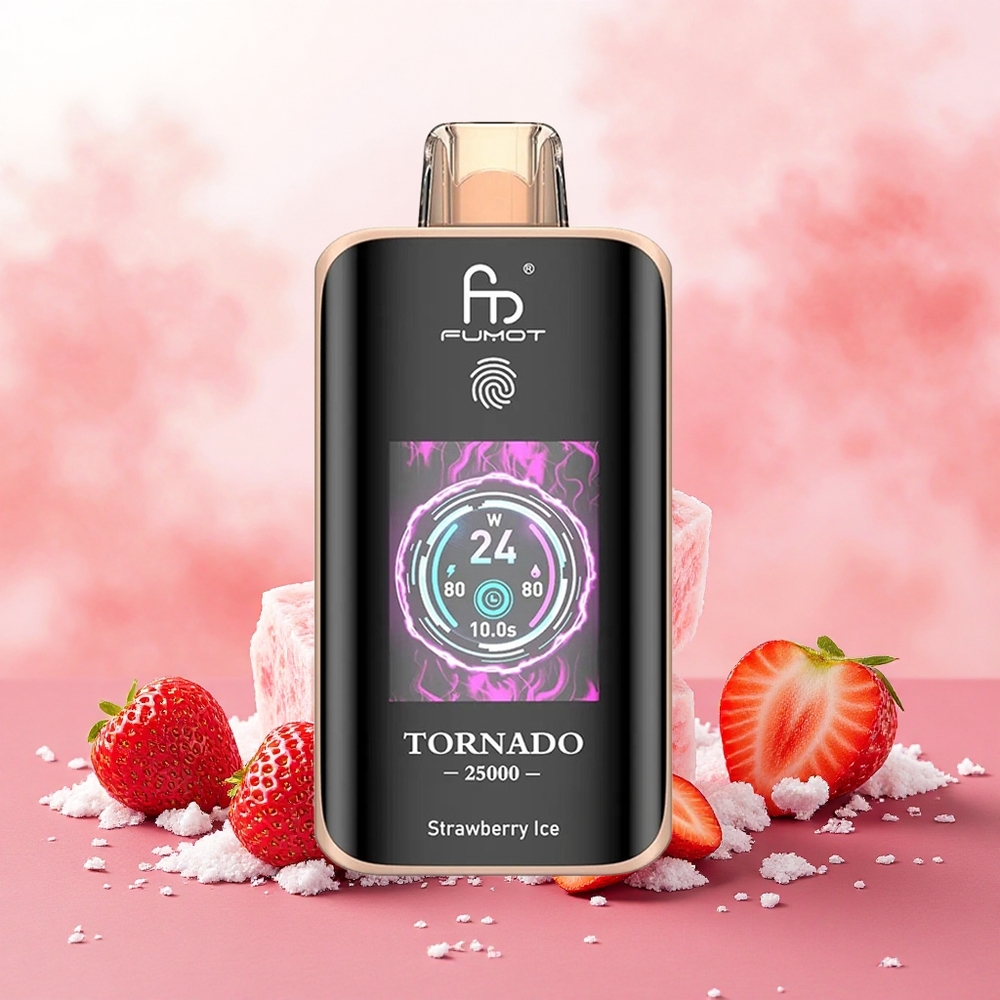 Fumot Tornado 25000 Puffs Vape Descartável Morango Gelo atacado brasileiro HD Screen 700mAh 20ml
