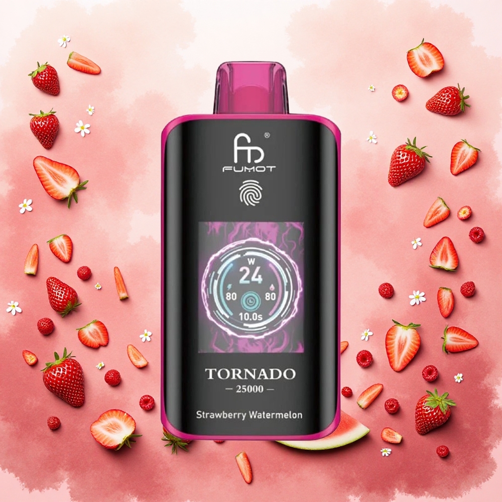 Fumot Tornado 25000 Puffs Vape Descartável Morango Melancia atacado brasileiro HD Screen 700mAh 20ml
