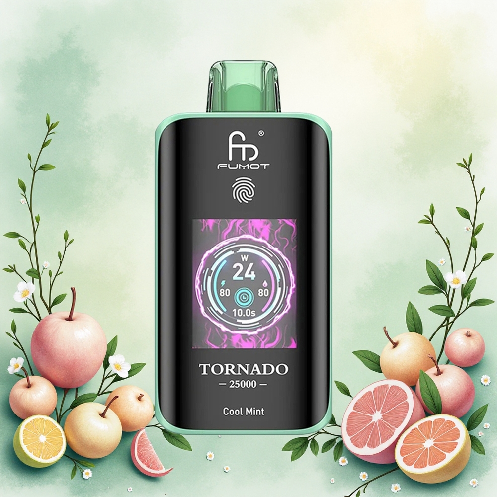 Fumot Tornado 25000 Puffs Vape Descongelante Menta Tela HD Bateria 700mAh Recarregável 20ml atacado brasileiro
