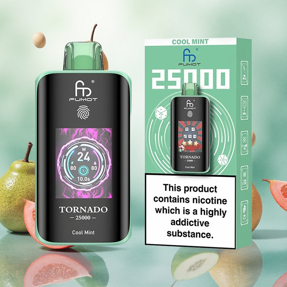 Fumot Tornado 25000 Puffs Vape Disposable Hortelã Fresco com Tela HD e Bateria Recarregável 700mAh atacado brasileiro