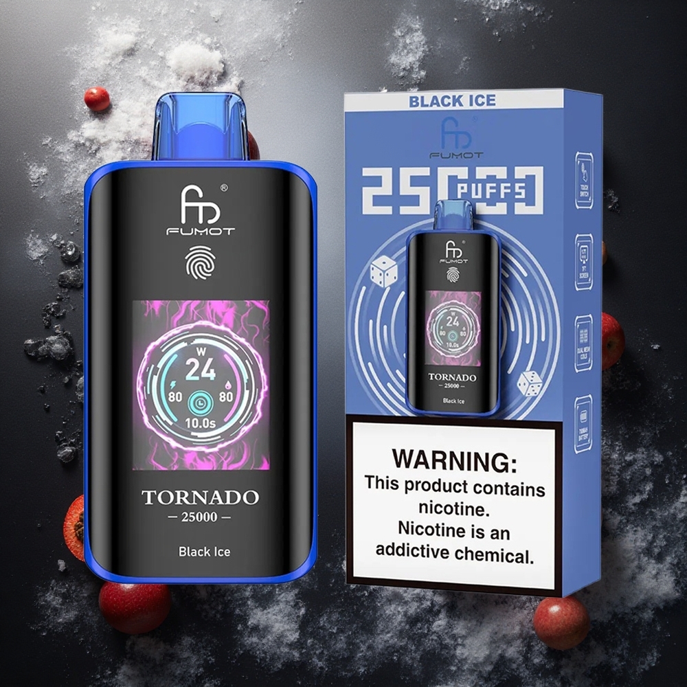Fumot Tornado 25000 Puffs Vaporizador Descartável Gelo Preto 20ml 700mAh atacado brasileiro