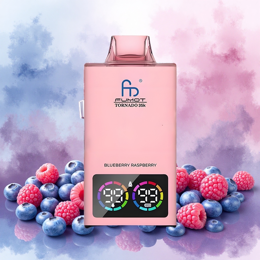 Fumot Tornado 35000 Descartável Mirtilo Framboesa Bobina de Malha Dupla 15ml USB-C 700MAH RGB 35K Puffs atacado brasileiro