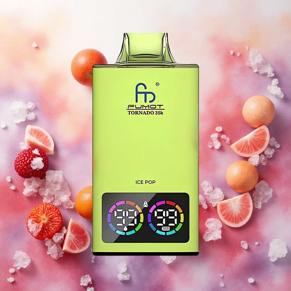 Fumot Tornado 35000 Vape Descartável Gelo Pop com Bobina Dupla Mesh e Indicador de E-líquido atacado brasileiro