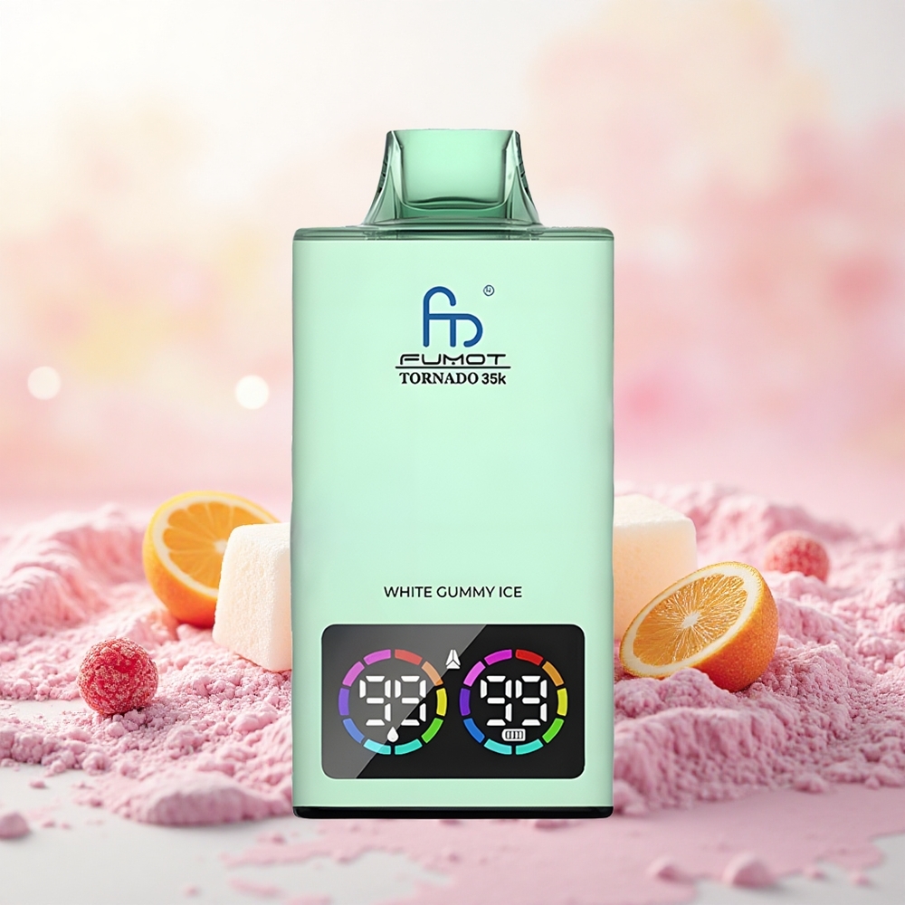 Fumot Tornado 35000 Vape Descartável Goma Branca Gelada Bobina de Malha Dupla Indicador de E-líquido 35000 Puffs atacado brasileiro