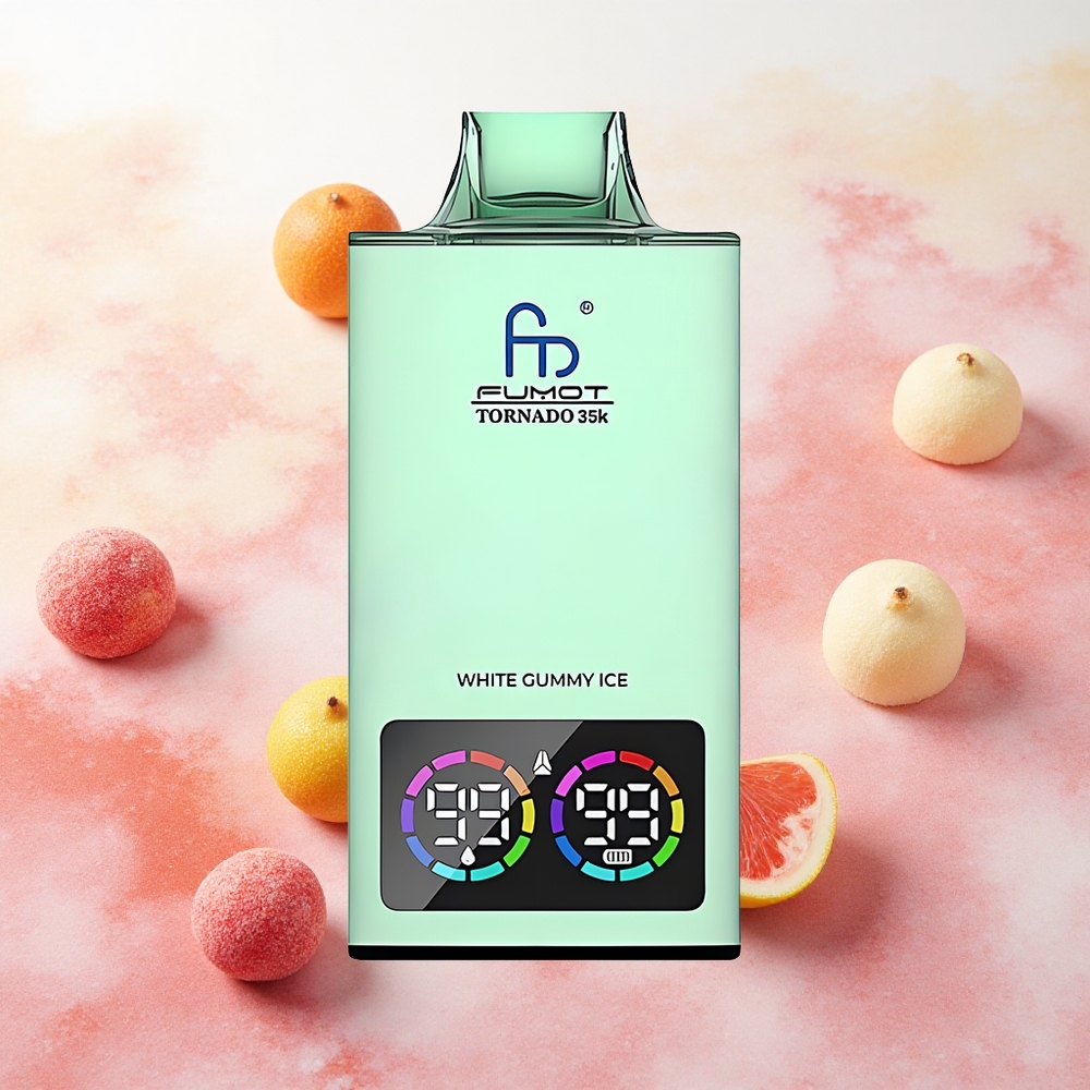Fumot Tornado 35000 Vape Descartável Goma Branca Gelada com Bobina Dupla Mesh e Luzes RGB Variáveis atacado brasileiro