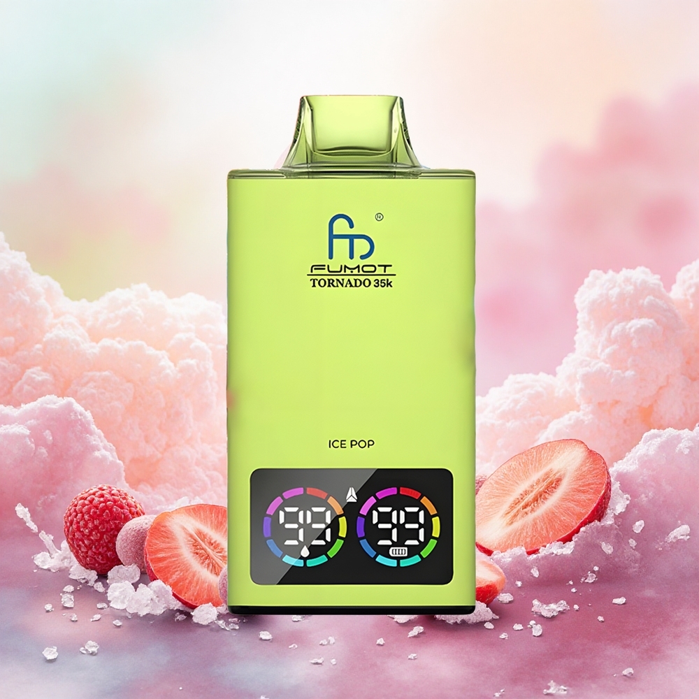 Fumot Tornado 35000 Vape Descartável Ice Pop atacado brasileiro com Bobina de Malha Dupla Luzes RGB 15ml USB-C 700 MAH