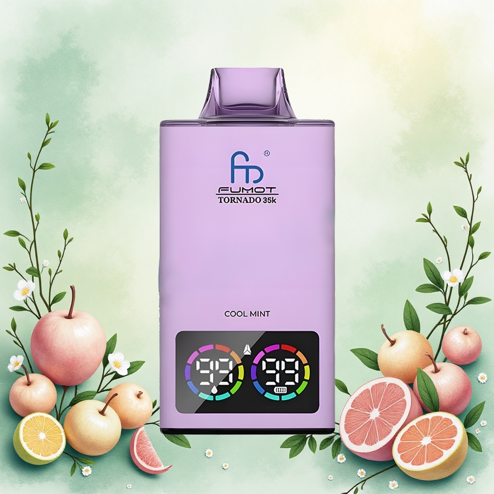 Fumot Tornado 35000 Vape Descartável Menta Fresca Bobina de Malha Dupla USB-Catacado brasileiro