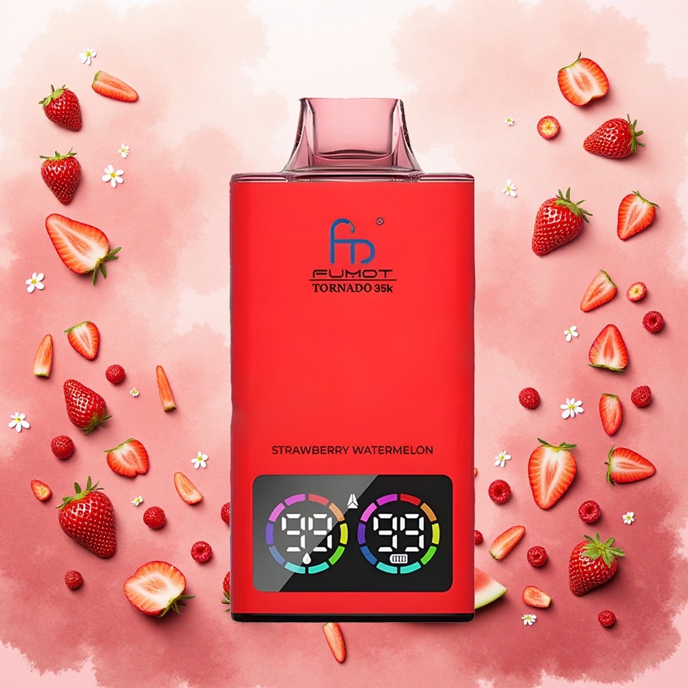 Fumot Tornado 35000 Vape Descartável Morango Melancia atacado brasileiro Bobina de Malha Dupla RGB USB-C 15ml 700MAH 35K Puffs