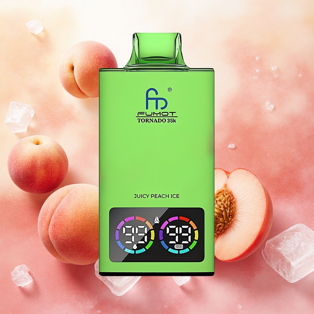 Fumot Tornado 35000 Vape Descartável Pêssego Suculento Gelo atacado brasileiro com Dual Mesh Coil e 15ml E-líquido
