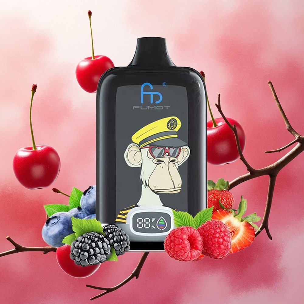Fumot Tornado Digital Box 12000 Puffs Atacado Brasileiro Vape Descartável Cereja com Bateria Recarregável 550mAh e 20ml de E-Líquido