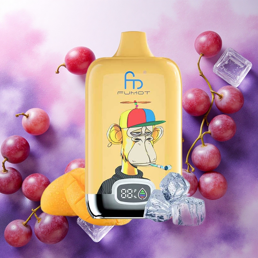 Fumot Tornado Digital Box 12000 Puffs Atacado Brasileiro Vaporizador Descartável Gelo Uva com Bateria Recarregável 550mAh e Tipo-C