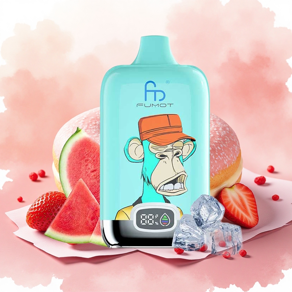 Fumot Tornado Digital Box 12000 Puffs Rechargeável Donut de Morango 20ml Mesh Coil atacado brasileiro