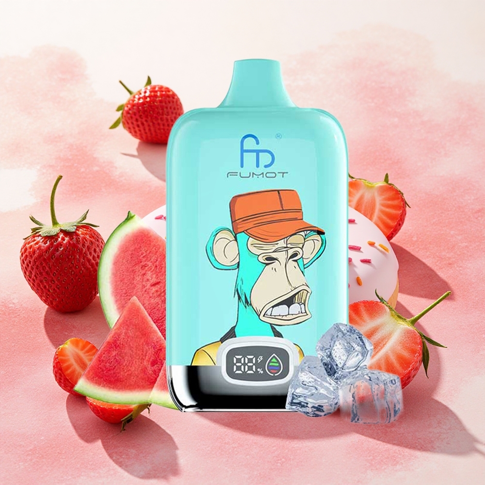 Fumot Tornado Digital Box 12000 Puffs Vape Descartável Donut de Morango com Bateria Recarregável 550mAh e Carregamento Type-C atacado brasileiro