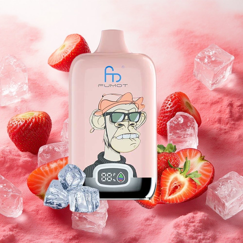 Fumot Tornado Digital Box 12000 Puffs Vaporizador Descartável Morango Gelo com Bateria Recarregável 550mAh e Carga Type-C atacado brasileiro