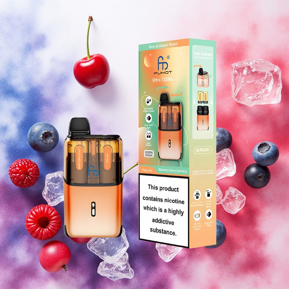Fumot Ultra T32000 Atacado Brasileiro - Mirtilo Cereja Groselha com Gelo de Cereja - 24ml e Carga Rápida Type-C