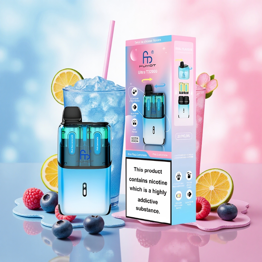 Fumot Ultra T32000 Descartável Blue Framboesa Limonada - Limonada Rosa 24ml 800mAh 20mg atacado brasileiro