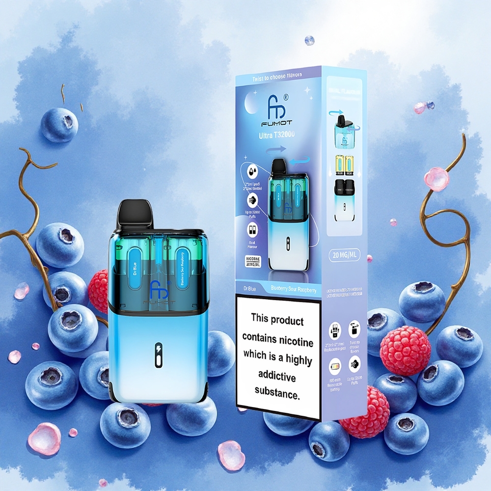 Fumot Ultra T32000 Descartável Dr Blue - Mirtilo Framboesa Azeda 24ml 800mAh 20mg Malha Avançada atacado brasileiro