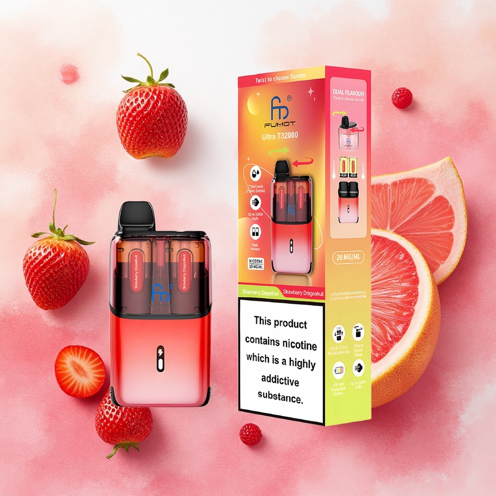 Fumot Ultra T32000 Descartável Morango Toranja - Morango Pitaya com 32000 Puffs e Carregamento Tipo-C Rápido atacado brasileiro