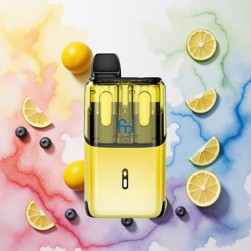 Fumot Ultra T32000 Descartável Vape Limão  Mirtilo Refrescante com 24ml de Líquido e Recarga Rápida Type-C - Atacado Brasileiro