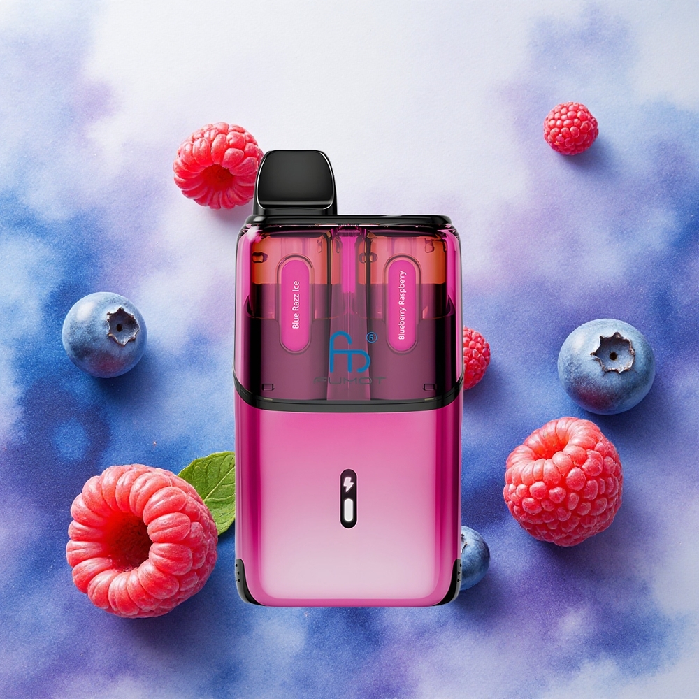 Fumot Ultra T32000 Vape Descartável Blueberry Framboesa Gelo - Atacado Brasileiro com 32000 Puffs e Carga Rápida Type-C