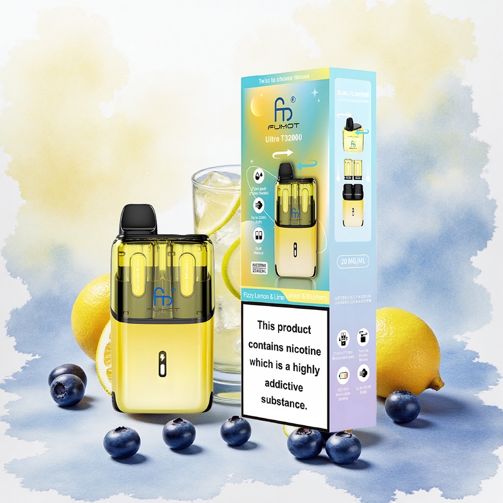 Fumot Ultra T32000 Vape Descartável Limão  Lima Fizzy - Limão  Mirtilo 24ml 32000 tragadas 800mAh Mesh 20mg atacado brasileiro