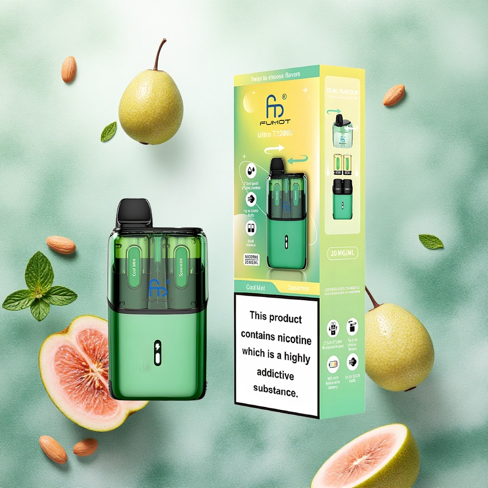 Fumot Ultra T32000 Vape Descartável Menta Fresca - Hortelã com 24ml de Líquido e Recarga Tipo-C Atacado Brasileiro