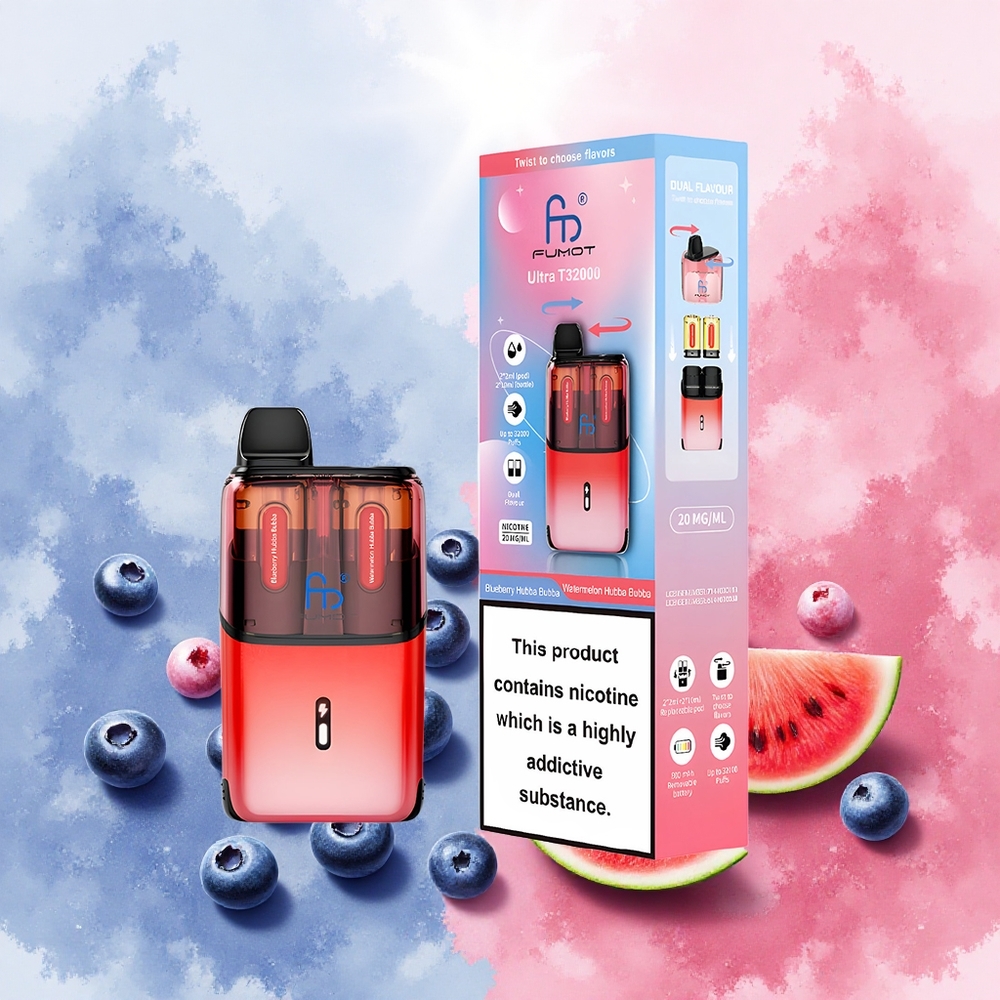 Fumot Ultra T32000 Vape Descartável Mirtilo Hubba Bubba - Melancia Hubba Bubba com atacado brasileiro