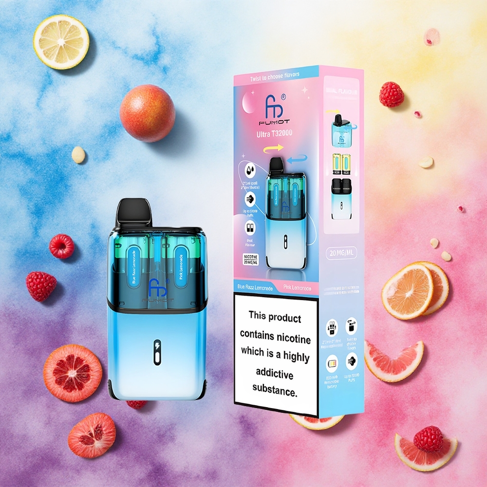Fumot Ultra T32000 Vape Descartável Mirtilo Limonada Rosa - Limonada Rosa com 32000 Puffs e 24ml de Líquido atacado brasileiro