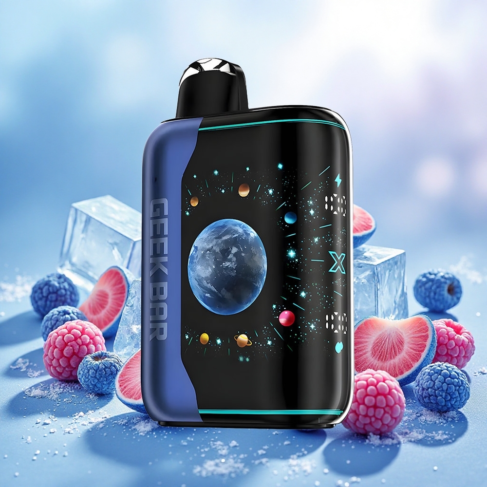 GEEK BAR Platinum Edition 25000 Vape Descartável Framboesa Azul Gelo 20mL 2 Nicotina Recarga USB-C Tela 3D atacado brasileiro