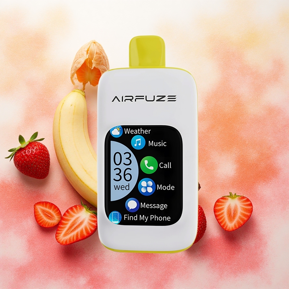AirFuze Smart Pro 40000 Puffs Vape Descartável Morango Banana com 900mAh Recarregável e Tela Inteligente - Atacado Brasileiro