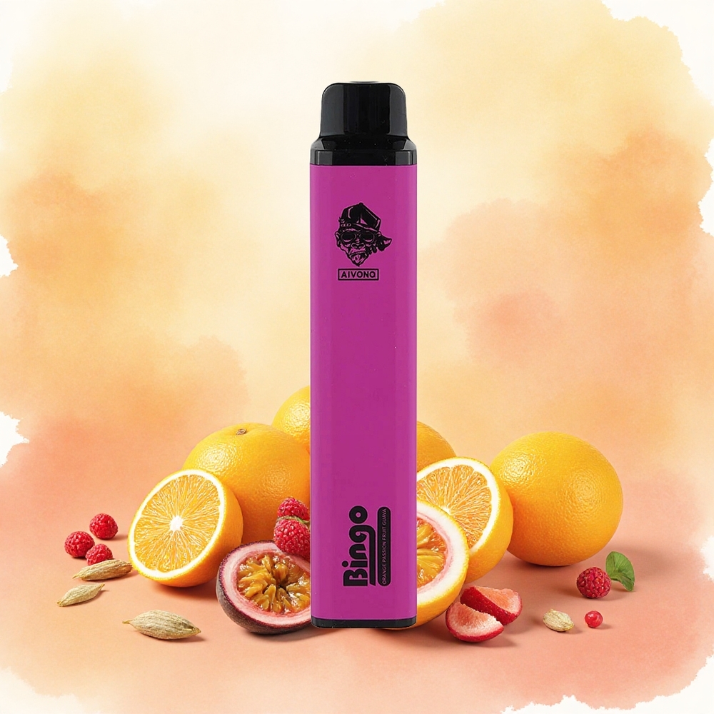 Aivono Aim Bingo 4000 Puffs Vape Descartável Laranja Maracujá Goiaba atacado brasileiro