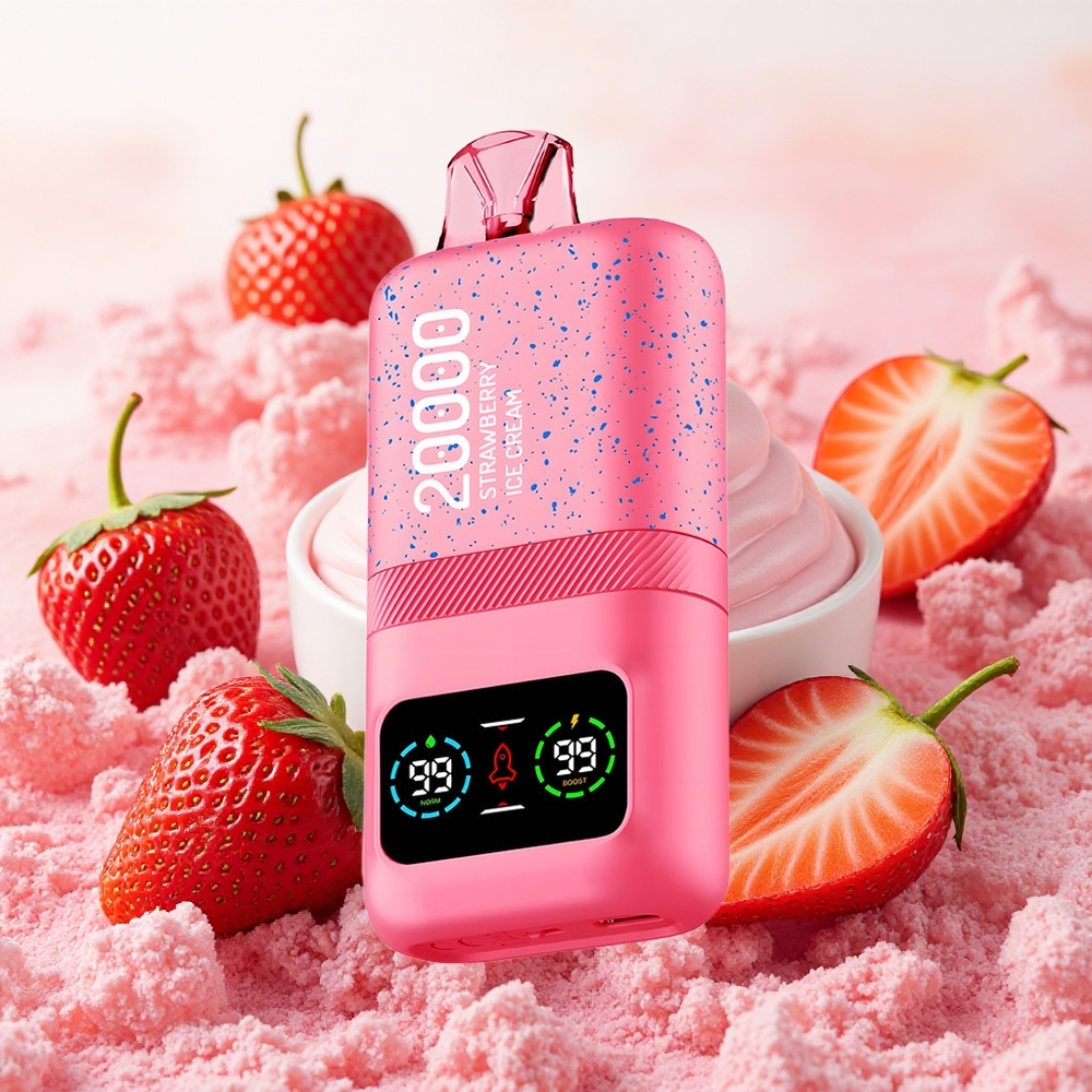 Aivono AIM MAGIC 20000 Puffs Vaporizador Descartável Morango Sorvete Gelado com Dupla Bobina Mesh e Tela LCD - Atacado Brasileiro