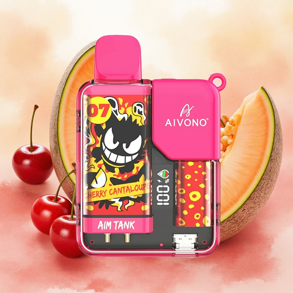 Aivono AIM-TANK 9500 Puffs Vape Descartável Cereja Melão 18ml LCD atacado brasileiro